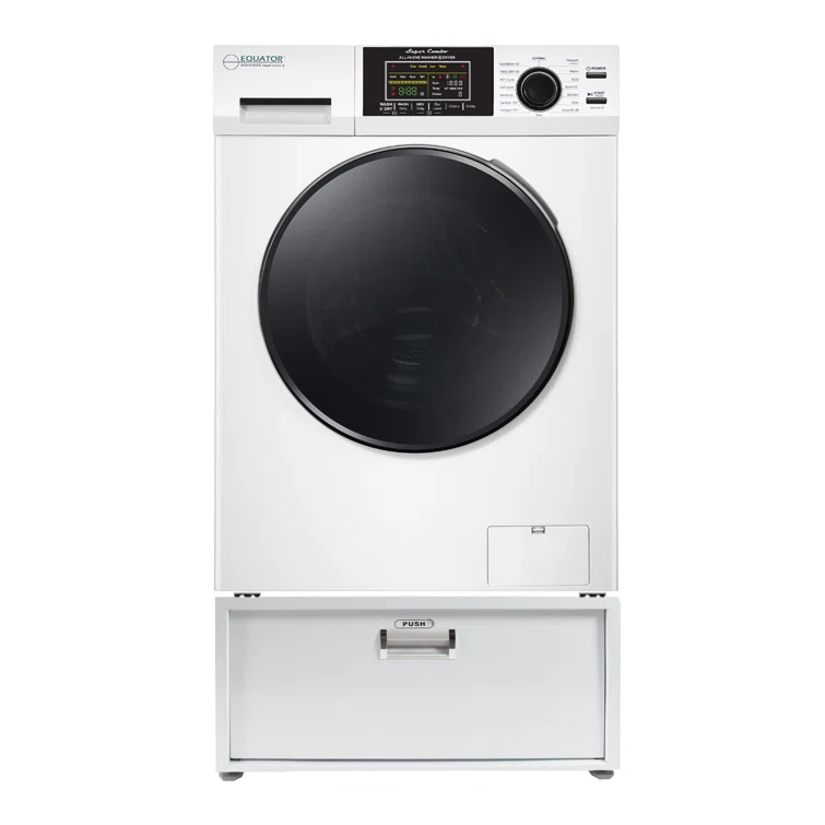 Equator Advanced Appliances Equator All-in-one Washer Dryer Ventless FULLY BUILTIN 0-CLEARANCE 1.62cf/15lbs 110V 1400RPM + Pedestal EZ 4700 C + PDL 4455 White