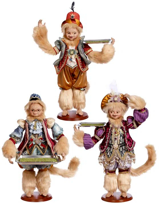 Handmade Spring Monkey Server Figurines in Colorful Attire