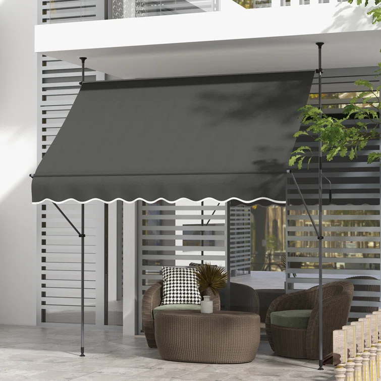 Outsunny D Polyester Cover Retractable Patio Awning