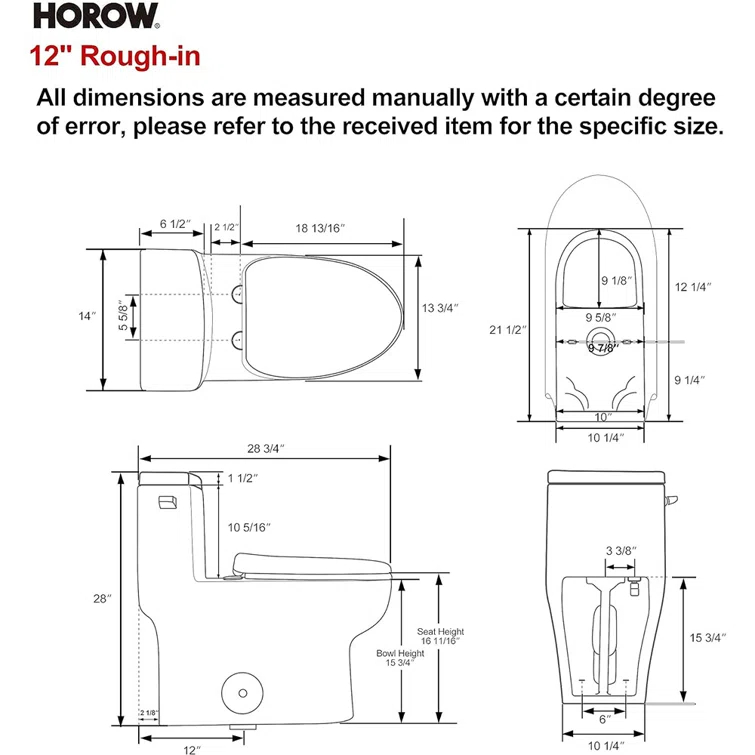 1.28 GPF Single-Flush（Left）/Dual Flush(Top) Elongated Comfort Height Floor Mounted One-Piece Toilet (Soft Closing Included)