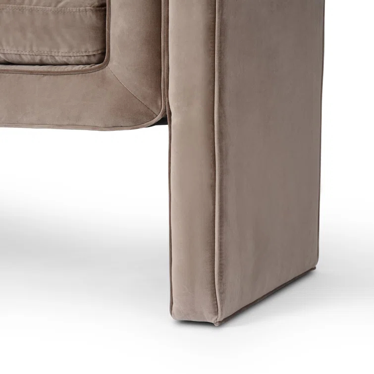 Camel Velvet Upholstered Sled Leg Accent Bench