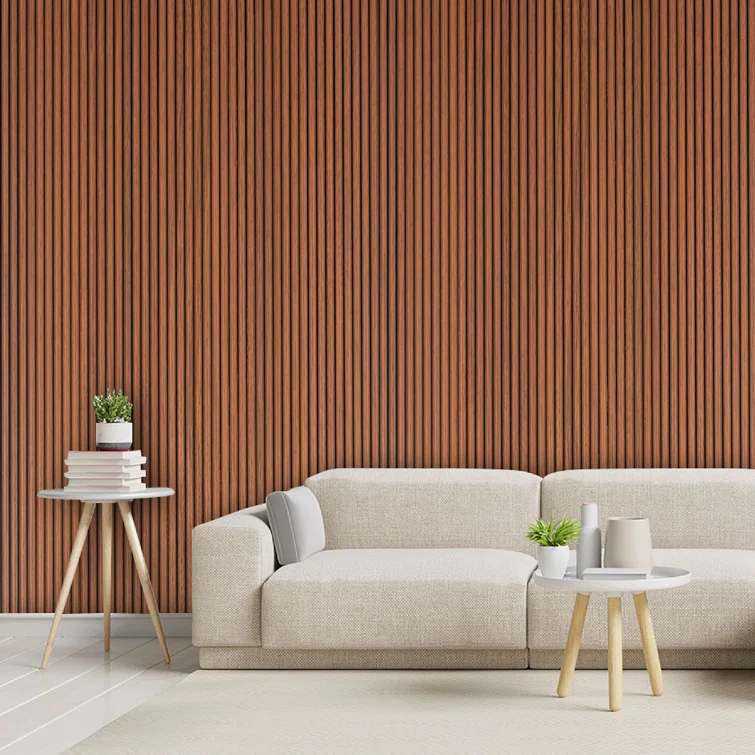 Rounded Mini Slats 94.5" L x 12" W x 0.25" D Polystyrene Glue-up Wood Slat Walls 78.8 sq.ft.