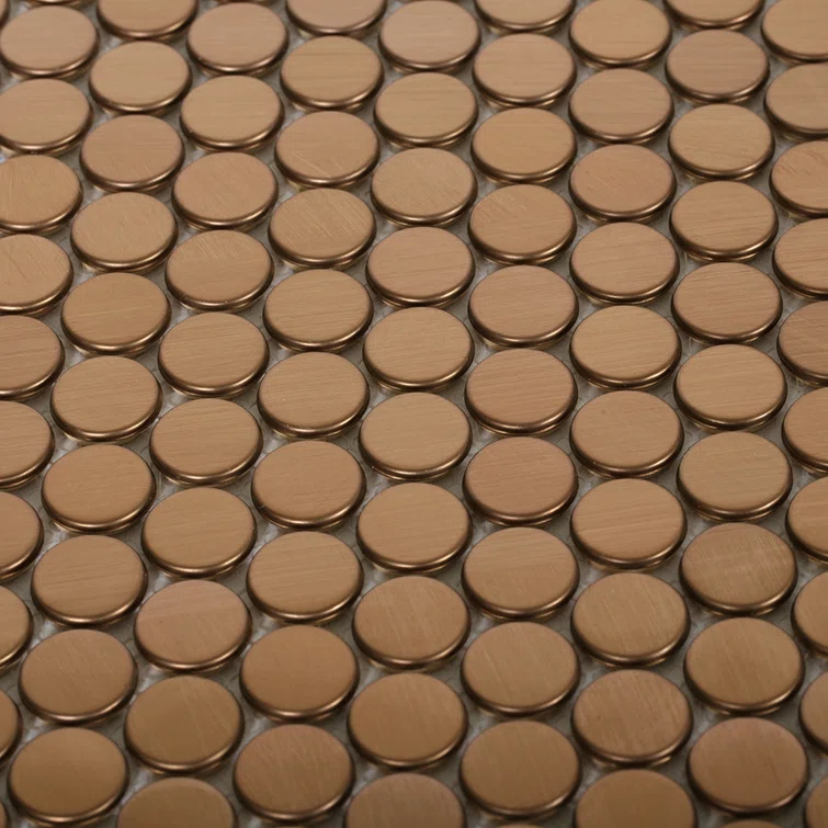 Stainless Steel 0.75" x 0.75" Stainless Steel Penny Round Mosaic Wall Tile