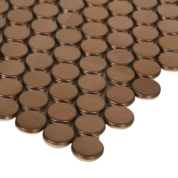 Stainless Steel 0.75" x 0.75" Stainless Steel Penny Round Mosaic Wall Tile