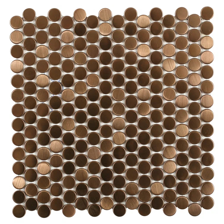 Stainless Steel 0.75" x 0.75" Stainless Steel Penny Round Mosaic Wall Tile