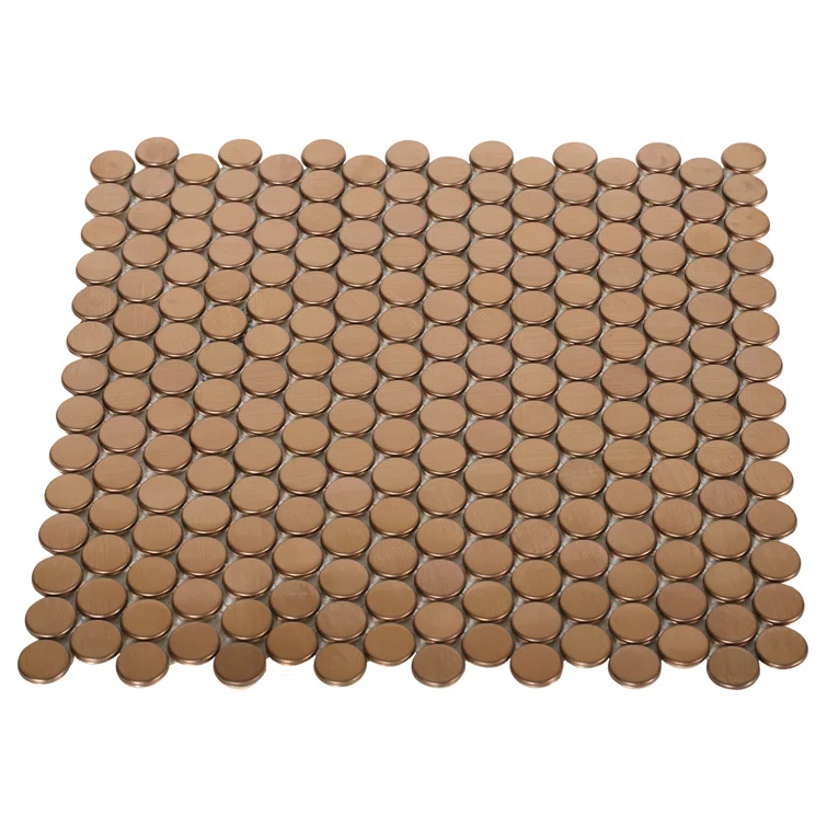 Stainless Steel 0.75" x 0.75" Stainless Steel Penny Round Mosaic Wall Tile