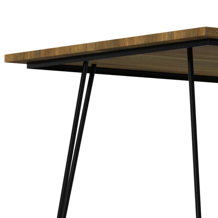 Hunter 66"W Solid Mango Wood Dining Table, Industrial Style with Hairpin Legs, Seats 6