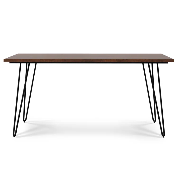 Hunter Solid Wood Top Metal Base Dining Table