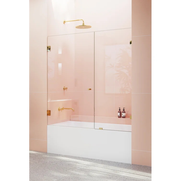 Illume 54 in. x 58.25 in. Fully Frameless Hinge Bathtub Door