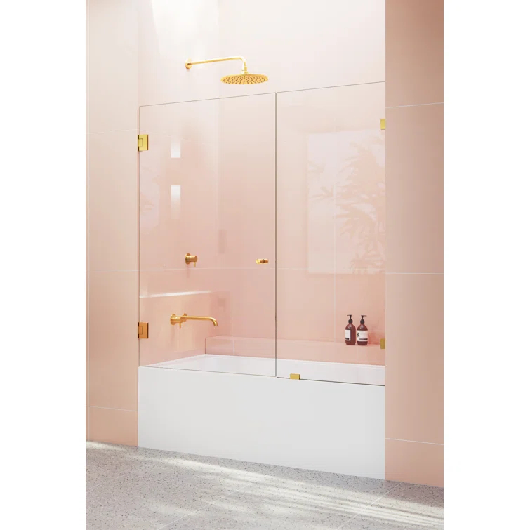 Illume 56 in. x 58.25 in. Fully Frameless Hinge Bathtub Door