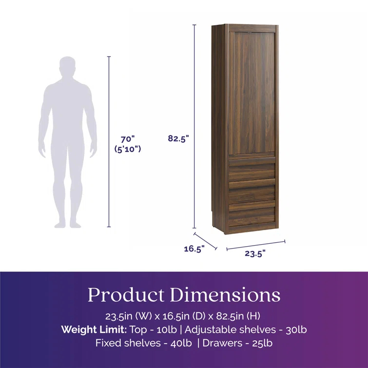 Paramount Armoire Wardrobe Storage Cabinet with Drawers