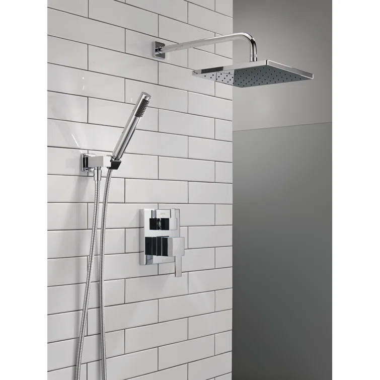 Modern Raincan Square Shower System, Rain Shower Head with Handheld Spray, Shower Faucet Set