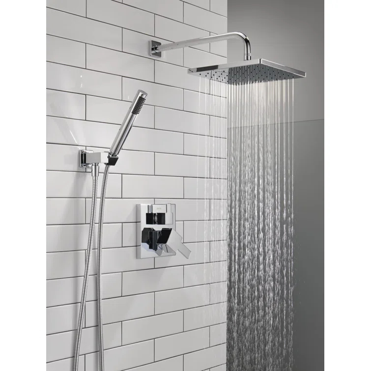 Modern Raincan Square Shower System, Rain Shower Head with Handheld Spray, Shower Faucet Set