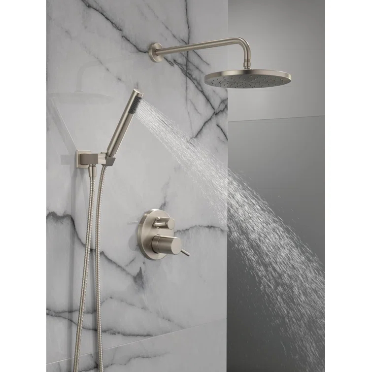 Modern Raincan Round Shower System, Rain Shower Head with Handheld Spray, Shower Faucet Set