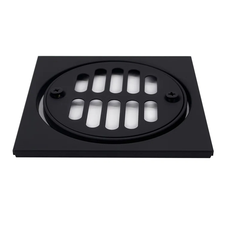 4-1/4" Brass Shower Tile Square with 3-1/2" OD Round Drain Cover