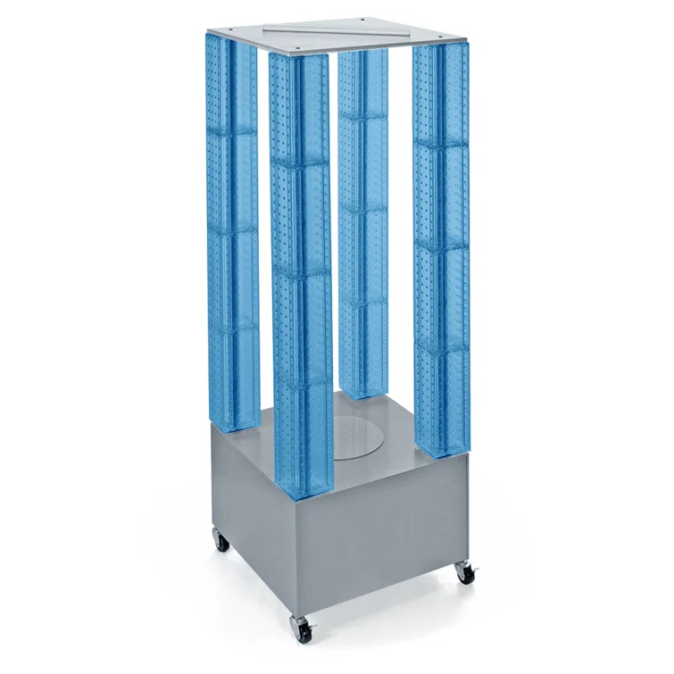 Azar Displays 700228-BLU Multi-Tower Pegboard Floor Display on Wheeled Base. Panel Size: 4"W x 48"H