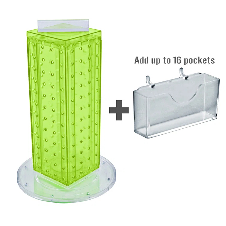 Four-Sided, 16 Pocket, Revolving Pegboard Gift Card Kit for Countertop