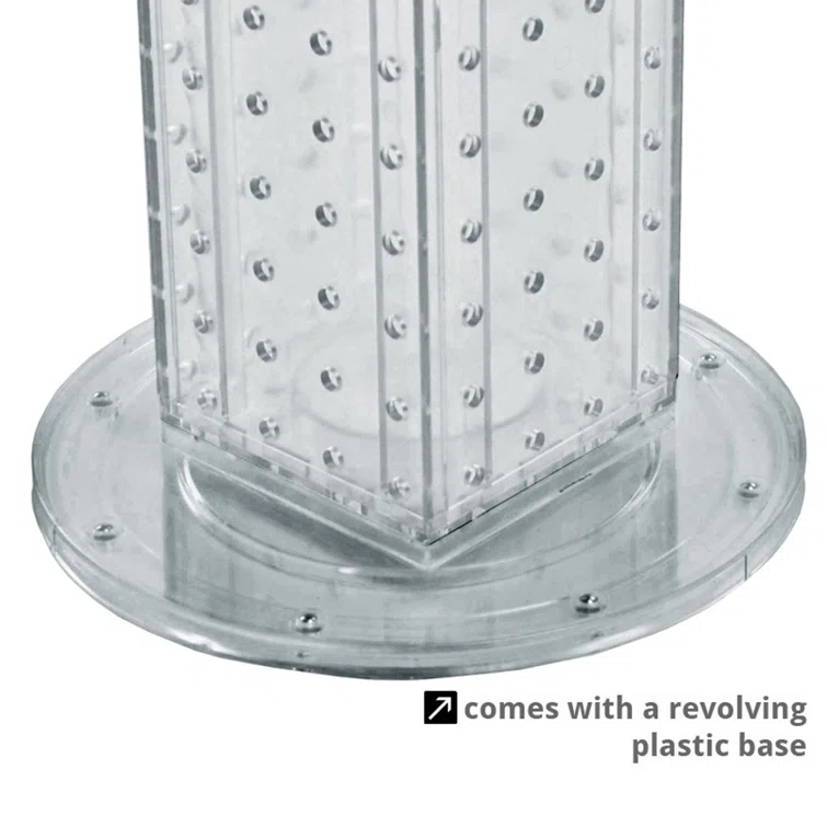 Four-sided 4"W x 12"H Pegboard Tower with Revolving 9" Base