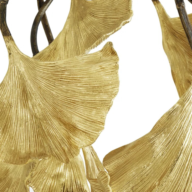 Handmade Golden Ginkgo Metal Sculpture