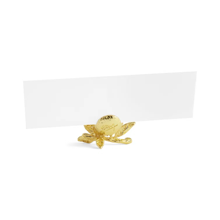 Handcrafted Gold Zinc Pomegranate Place Card Holder Set