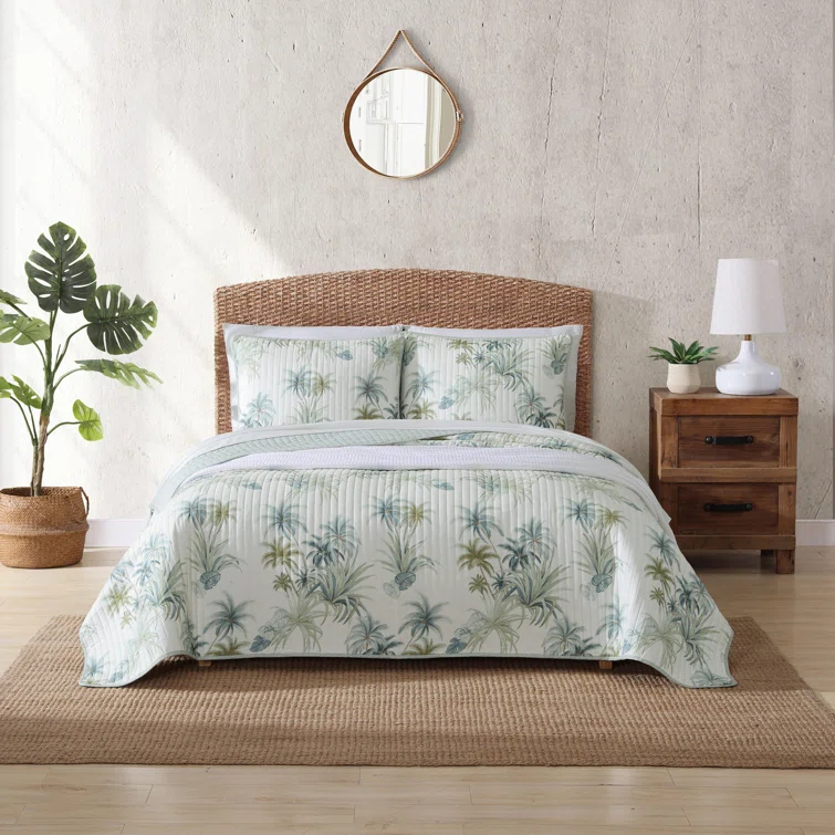 Tommy Bahama Home Tommy Bahama Serenity Palms Aqua Cotton Reversible Quilt