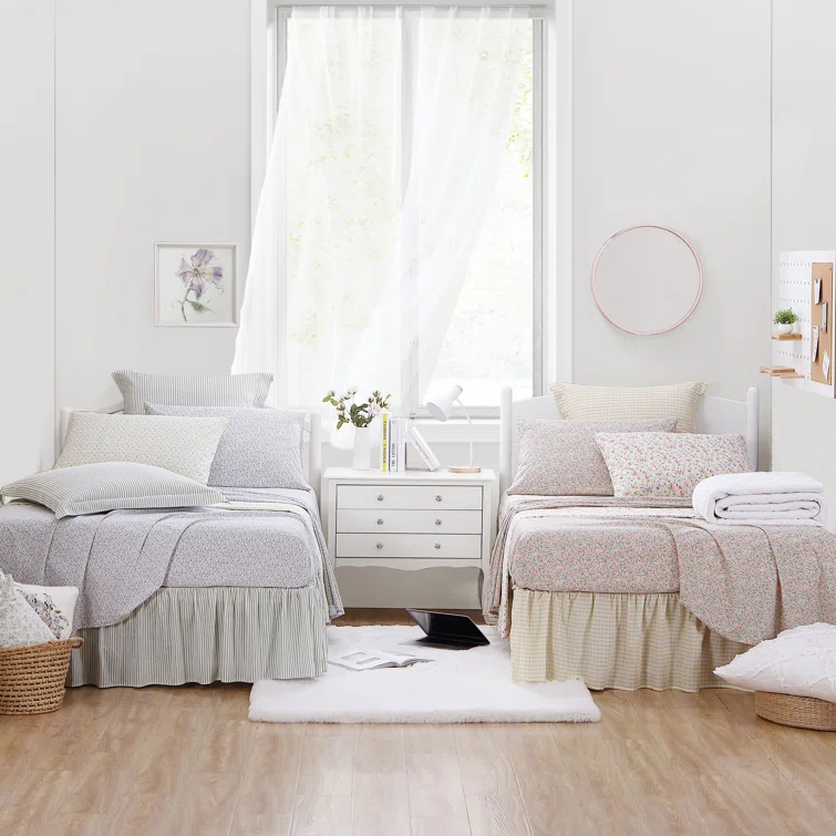 Laura Ashley Norella 100% Cotton Percale- 4 Piece- Sheet Set  Pink- Full