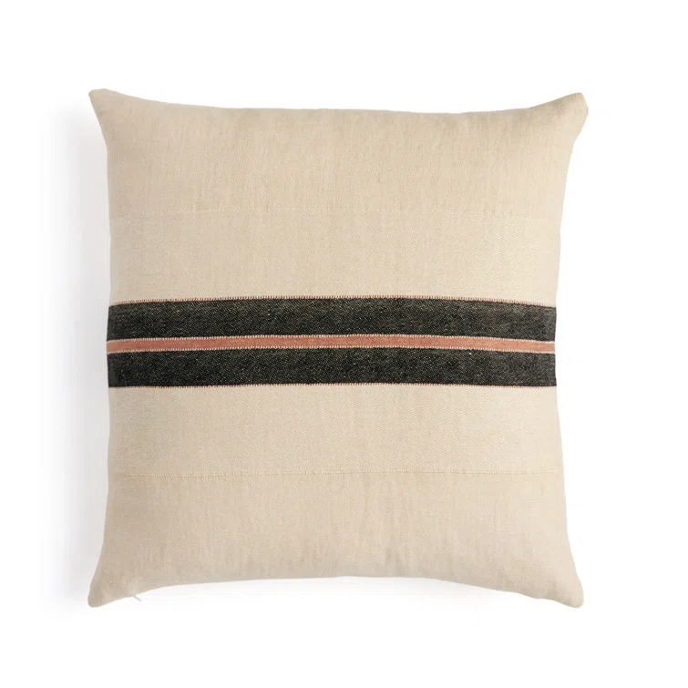 Four Hands VIRGINIA Striped Linen Reversible Throw Pillow