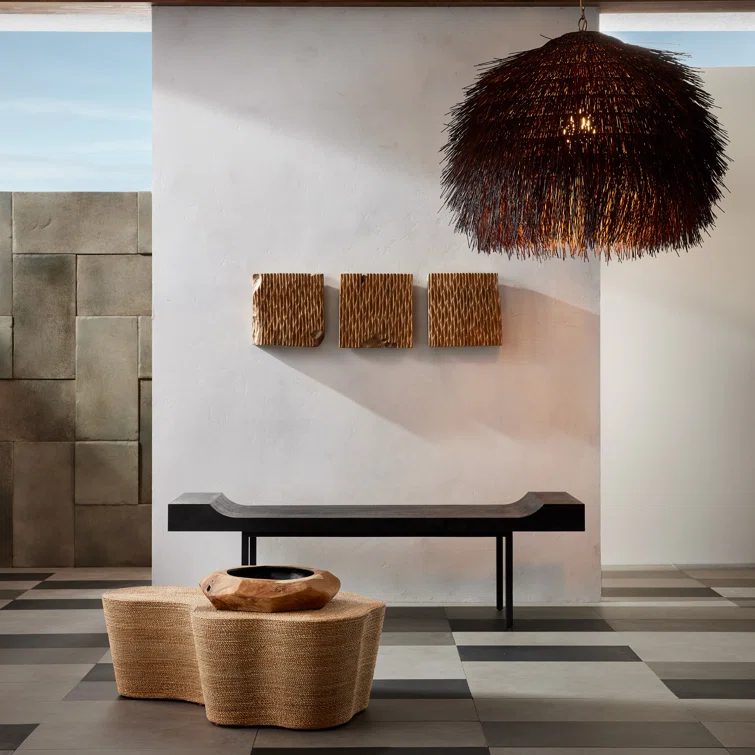 Coastal Charm Organic-Shaped Natural Abaca Cocktail Table