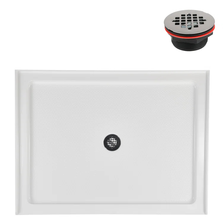 48" W x 36" D Rectangular Acrylic Shower Base, Drain Included