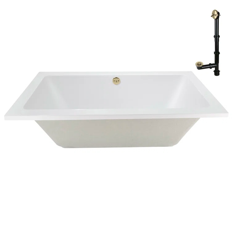 Streamline Bath 60" x 32" Acrylic Soaking Drop-In Bathtub, Drain Included N-4120-712-PBR