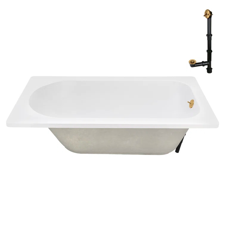 72" x 36" Acrylic Soaking Drop-In Bathtub, Drain Included