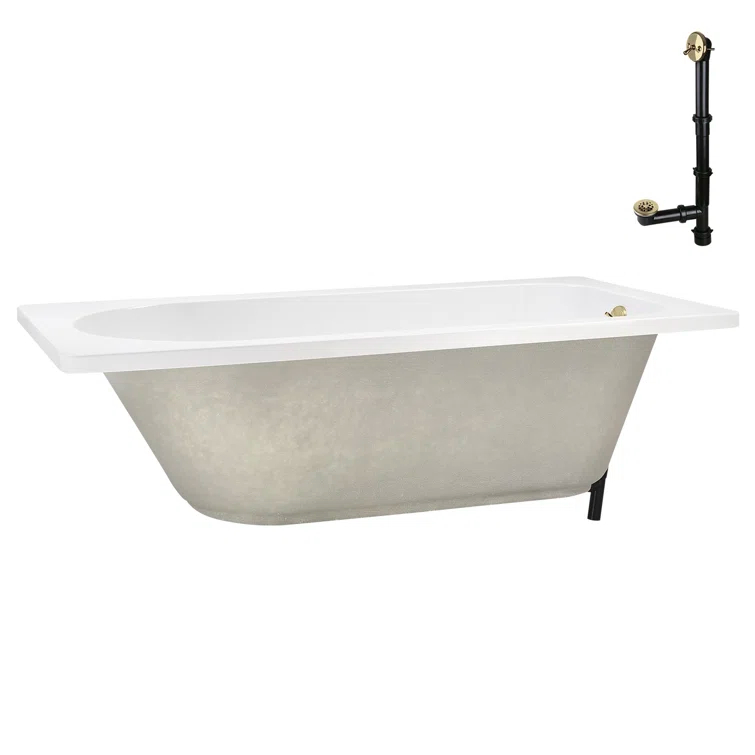 72" x 36" Acrylic Soaking Drop-In Bathtub, Drain Included