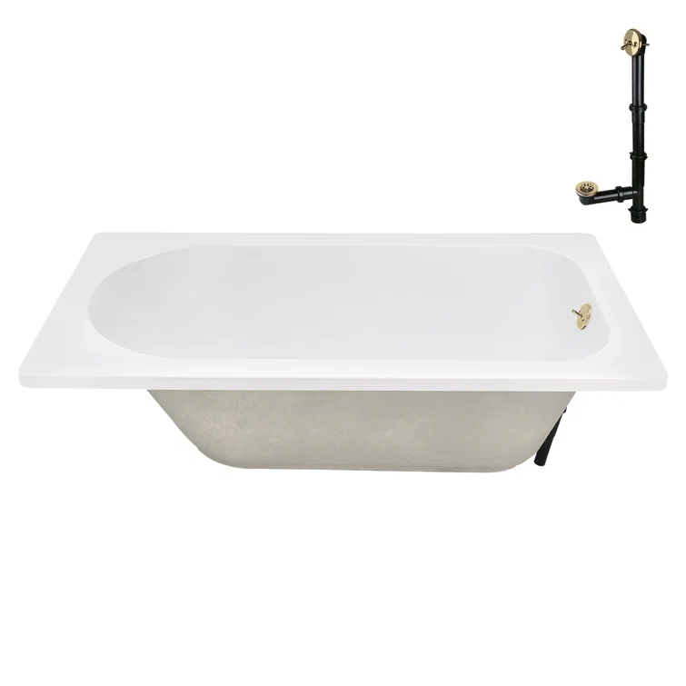 72" x 36" Acrylic Soaking Drop-In Bathtub, Drain Included