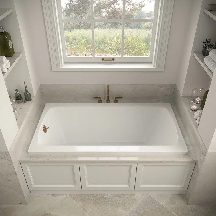 60'' x 32'' Acrylic Soaking Drop-In Bathtub, Drain Included