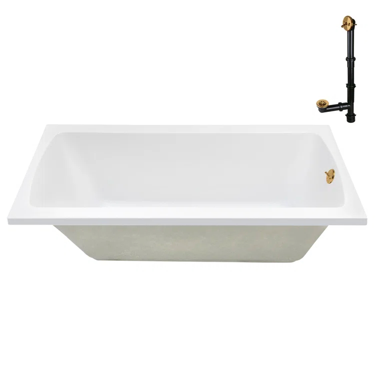 60'' x 32'' Acrylic Soaking Drop-In Bathtub, Drain Included