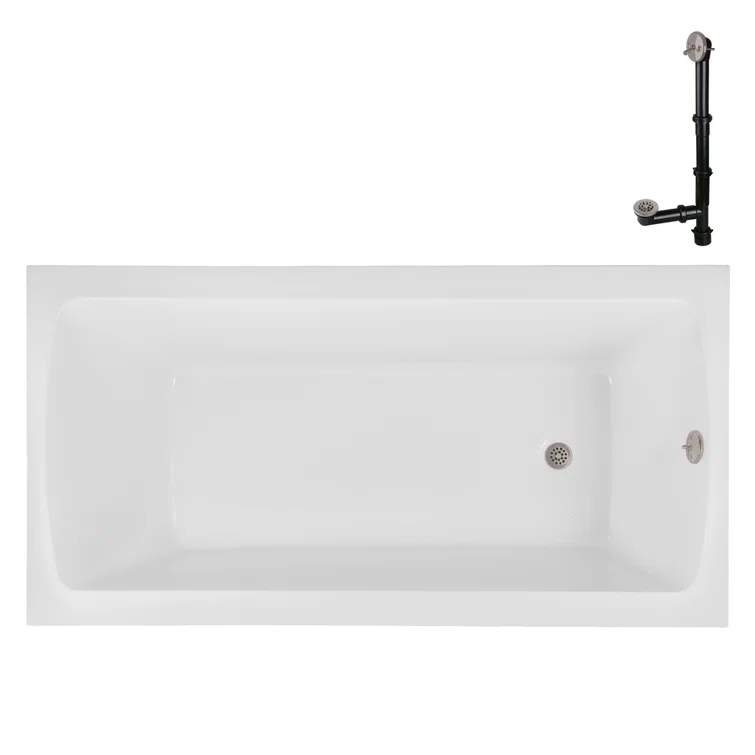 60'' x 32'' Acrylic Soaking Drop-In Bathtub, Drain Included