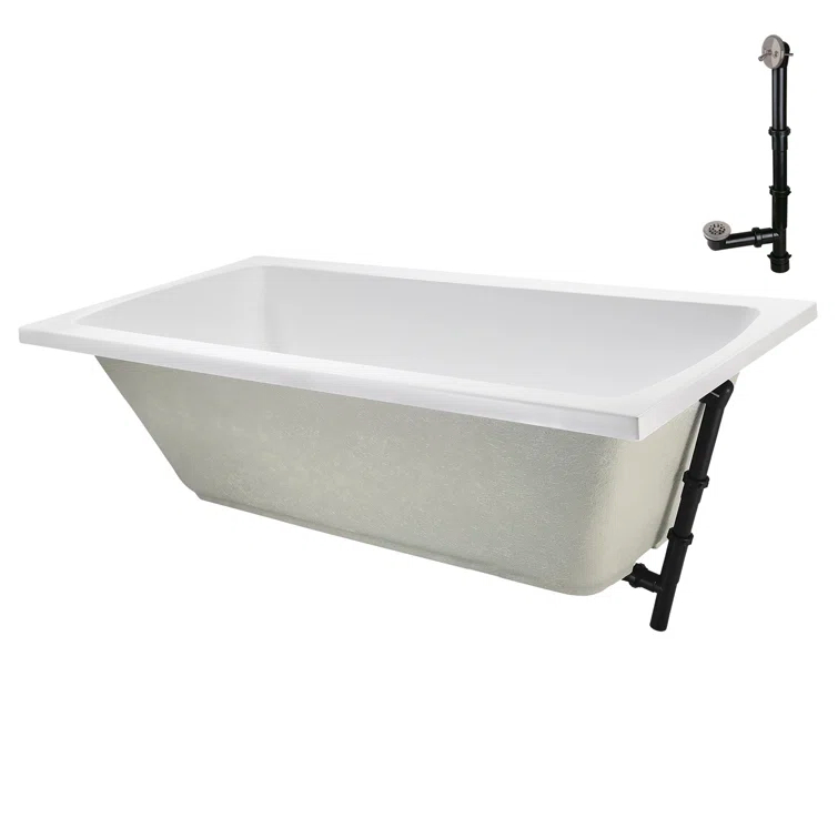 60'' x 32'' Acrylic Soaking Drop-In Bathtub, Drain Included