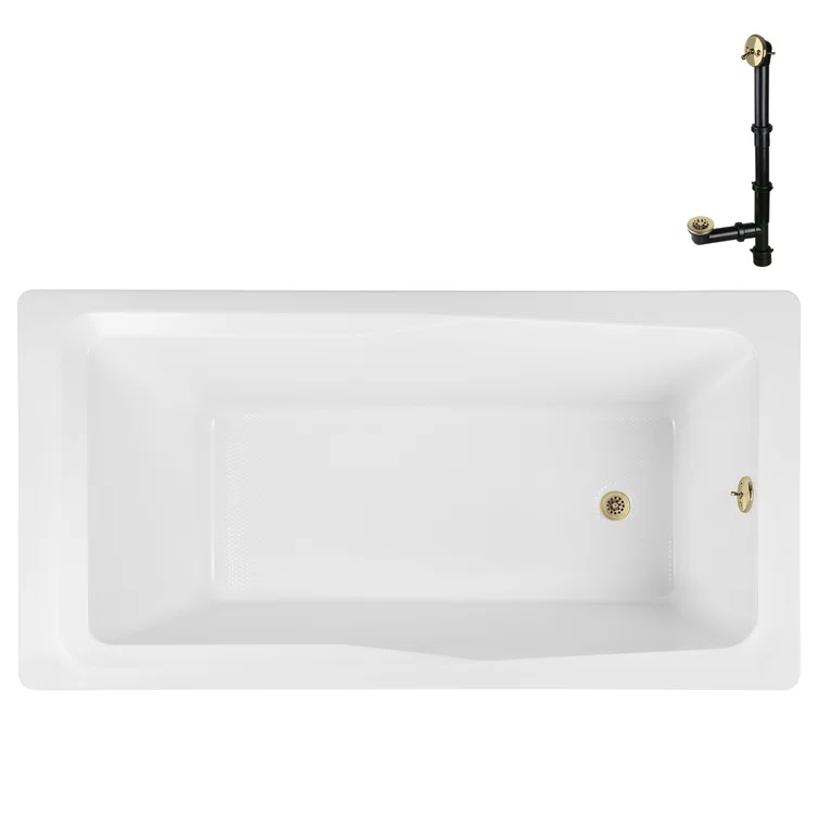 60'' x 32'' Acrylic Soaking Drop-In Bathtub, Drain Included
