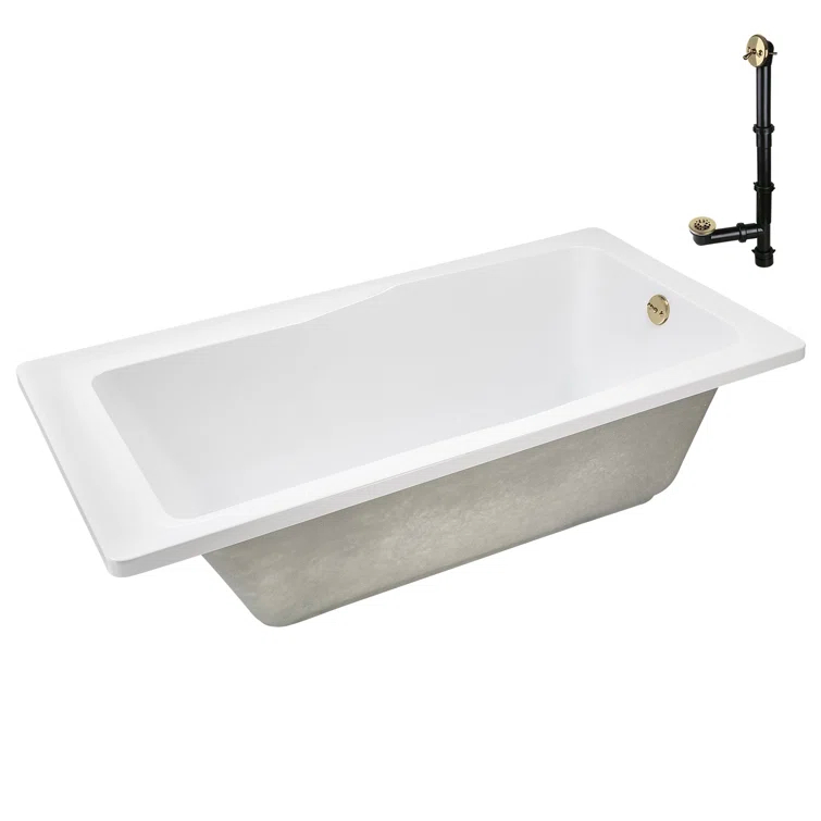 60'' x 32'' Acrylic Soaking Drop-In Bathtub, Drain Included