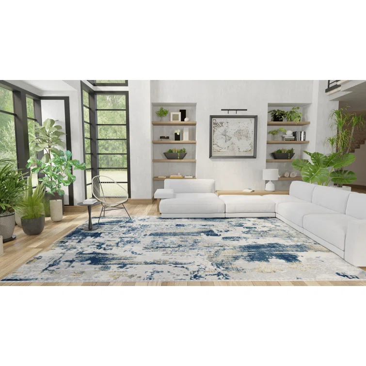Navarra Auden Abstract Sapphire Blue Area Rug