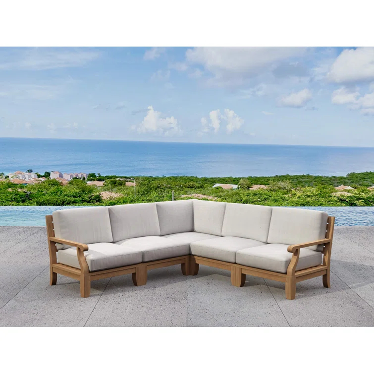 Riviera Natural Teak 5-Person Outdoor Sectional Sofa