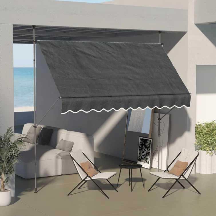 Outsunny D Polyester Cover Retractable Patio Awning