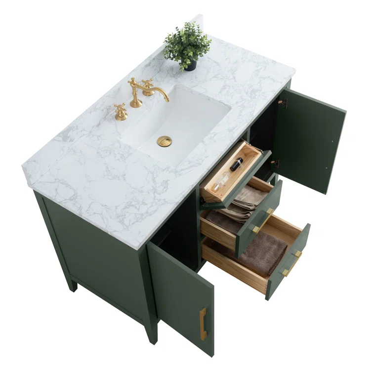48'' Single Bathroom Vanity with Engineered Marble Top