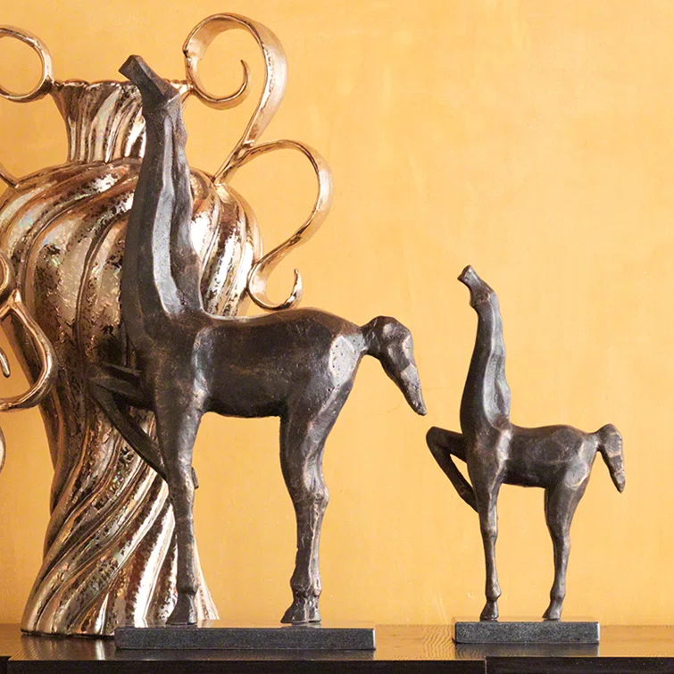 Contemporary Cubist Horse Statue in Bronze Patina Metal, 20.75"H
