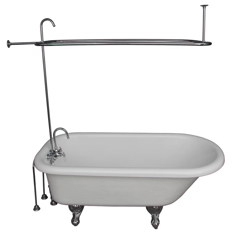 67'' x 29.5'' Freestanding Soaking Acrylic Bathtub with Faucet