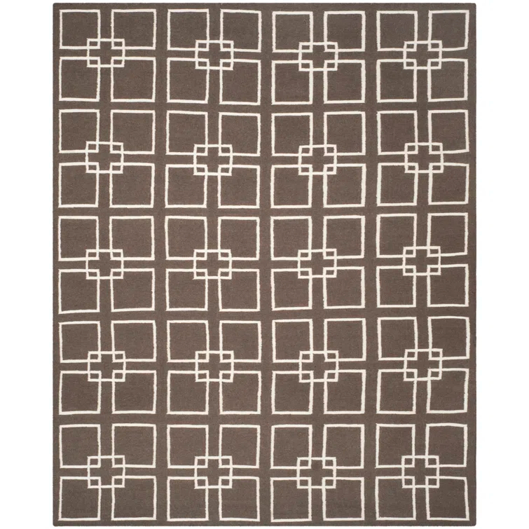 Dance Martha Stewart Flat Weave Wool/Silk/Cotton Geometric Rug in Soilbrown