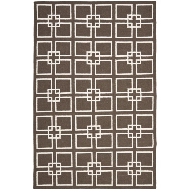 Dance Martha Stewart Flat Weave Wool/Silk/Cotton Geometric Rug in Soilbrown