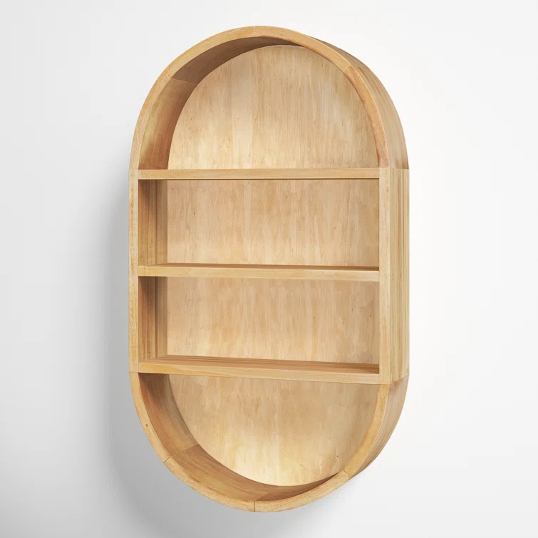Minx Oval Solid Mango Wood Accent Wall Shelf