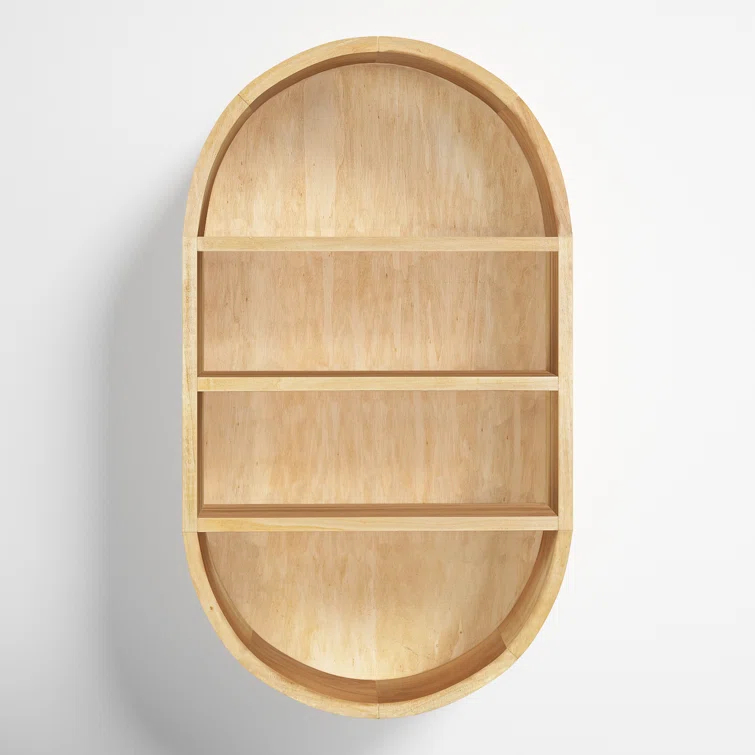 Minx Oval Solid Mango Wood Accent Wall Shelf