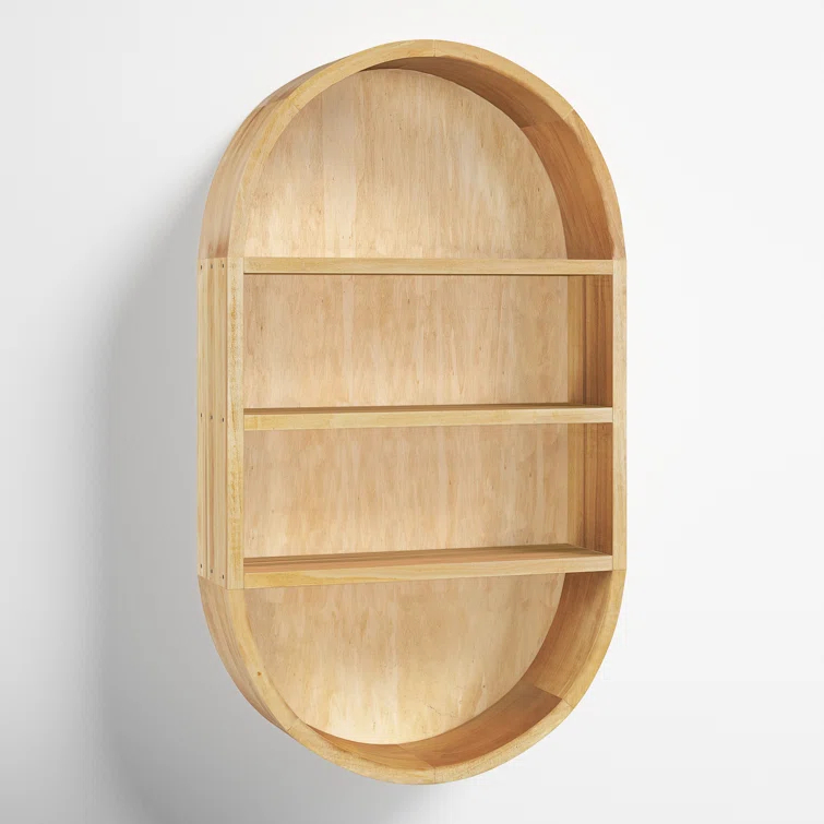Minx Oval Solid Mango Wood Accent Wall Shelf